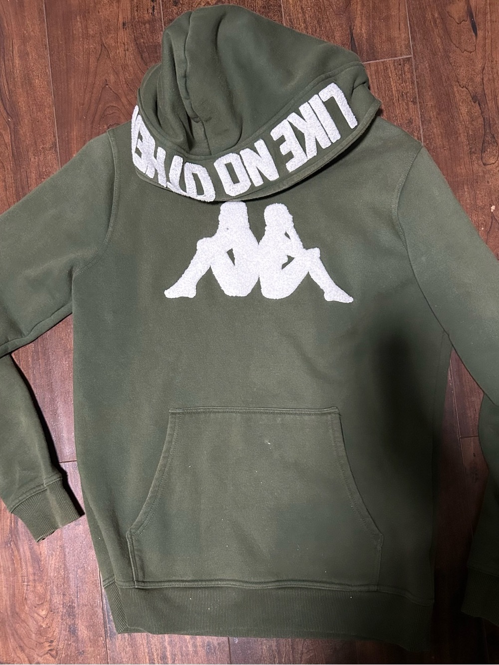 Kappa Men's Olive Green Crewneck Hoodie with White Logo